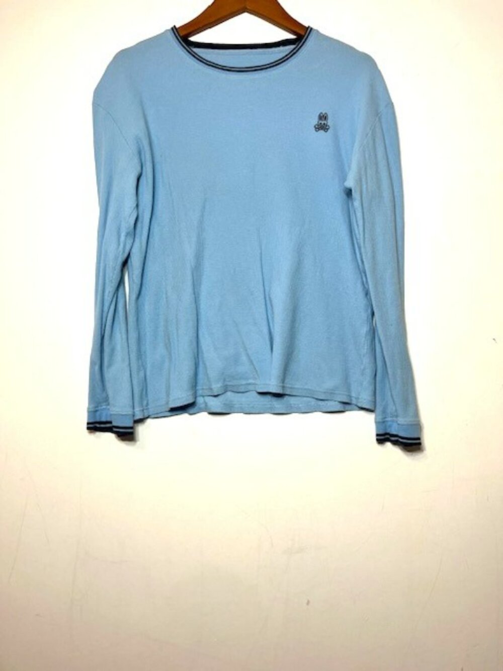 Psycho Bunny Blue Thermal Knit Short Long Sleeve Tee Size S